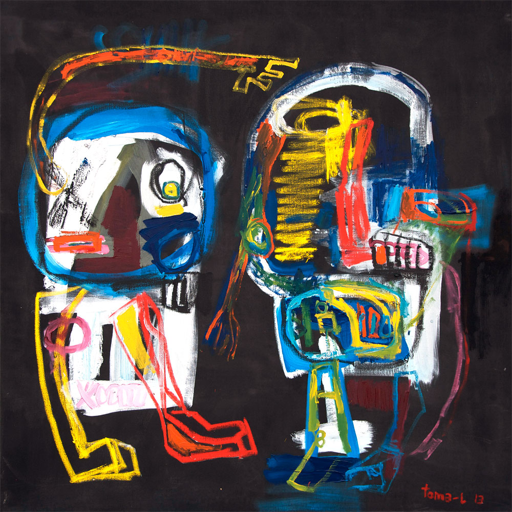 Black duo & Colors 2 2013 Mixte sur toile brut150x150 cm
Toile Présentée par OnOff Galerie, 26 Bd des Dames 13002 Marseille.
© Toma-L