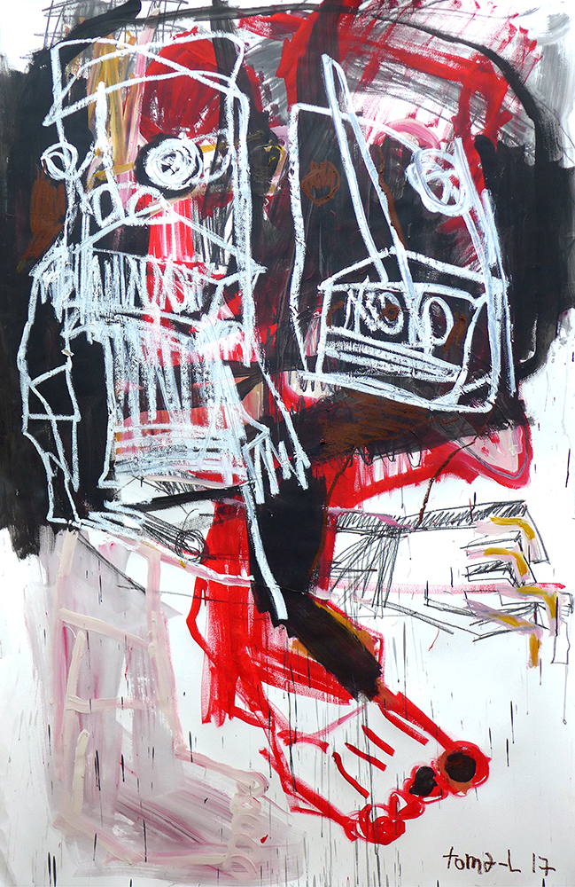 Red skin and white trash Technique mixte sur papier marouflé sur toile.
200 x 130 cm.
Toma-L ©