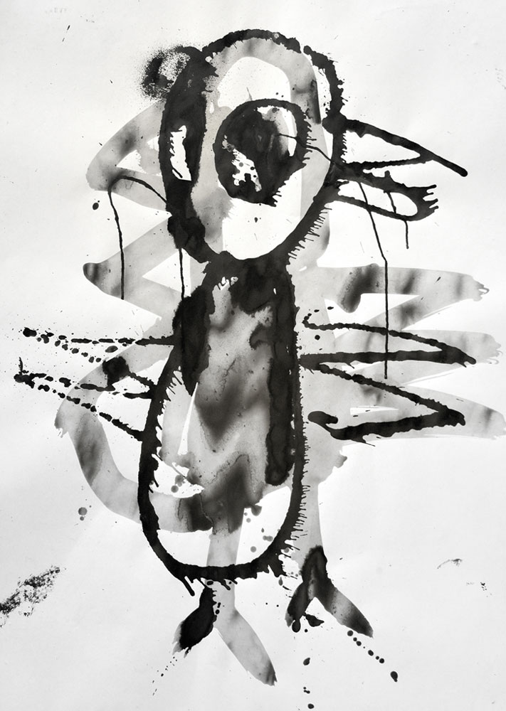 Night Bird 2011 Dessin encre de chine, contrecollé sur toile.90x110 cm
© Toma-L